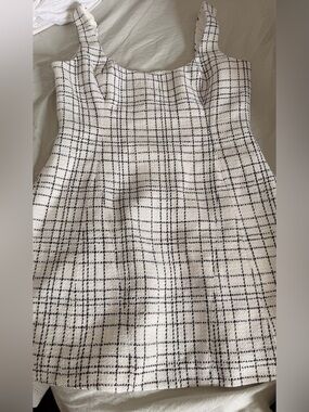 Meshki White & Black Plaid Mini Dress